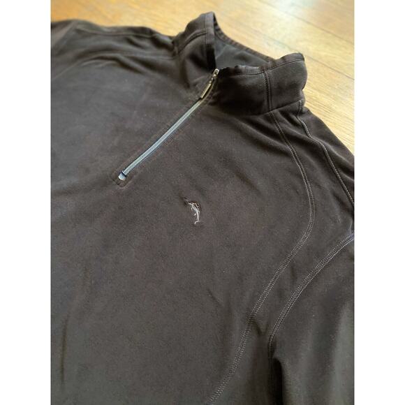 Tommy Bahama Paradise Tech Brown Velour 1/4 Zip Pullover sz XLarge - Picture 2 of 10